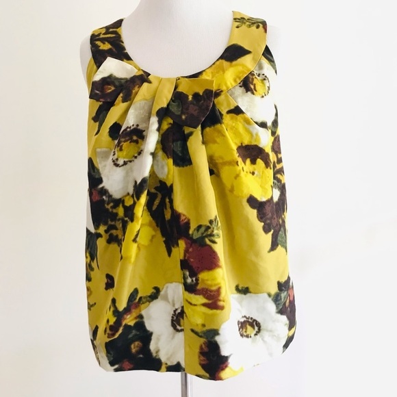 Kate Spade | Bette Silk Floral Top Womens XS Extra Small Yellow Bow Sleeve - Picture 4 of 12